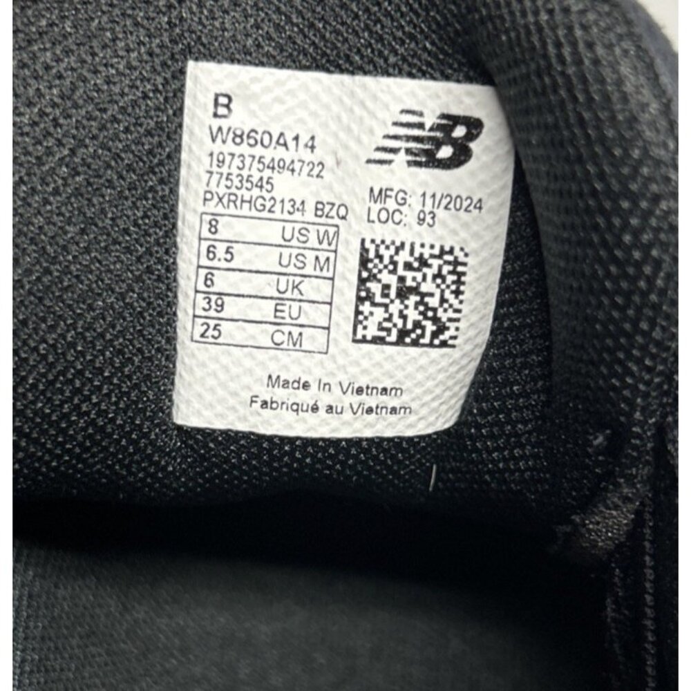 New Balance Sneakers Fresh Foam 860 Black White Unisex Adult Women's 8 Mens 6.5 - Picture 7 of 8